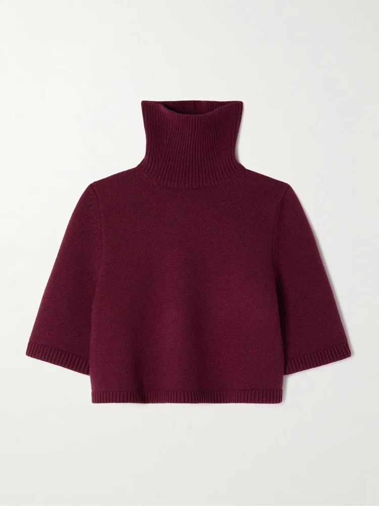 Cropped cashmere-blend turtleneck sweater