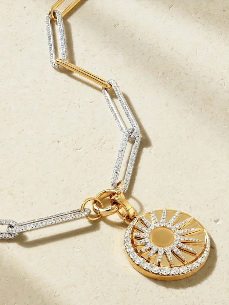 Balance 18-karat yellow and white gold diamond necklace