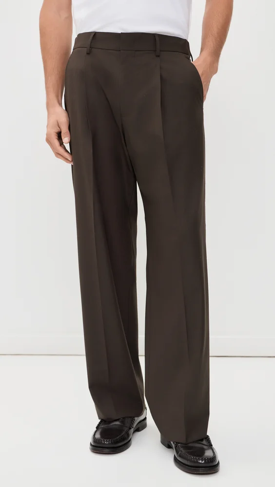 Kay Relaxed Pleated Wool Trousers 32"