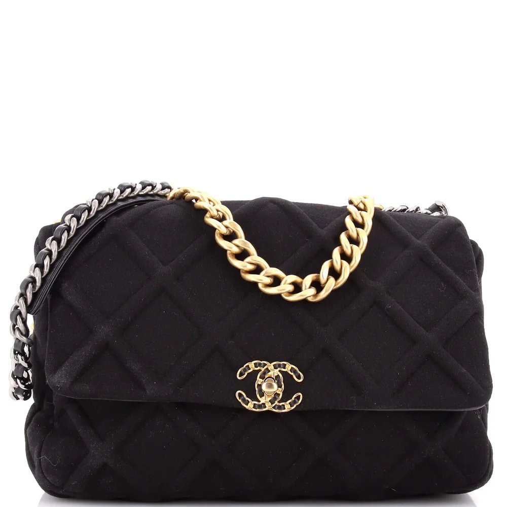 Pre-Owned Chanel 19 Flap Bag Quilted Jersey Maxi
