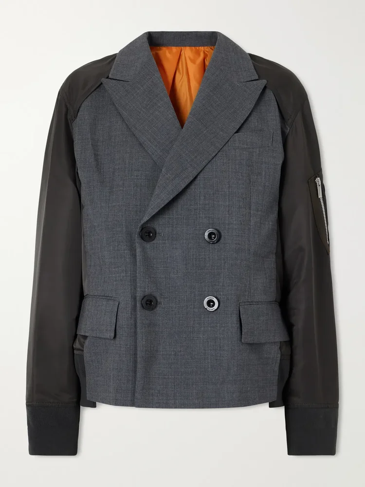 Shell-trimmed wool blazer