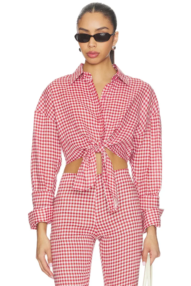 Linen Shirt Tie Top