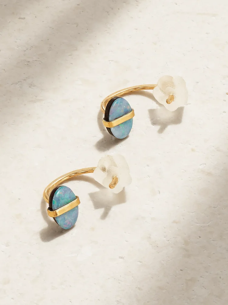 14-karat recycled gold opal earrings