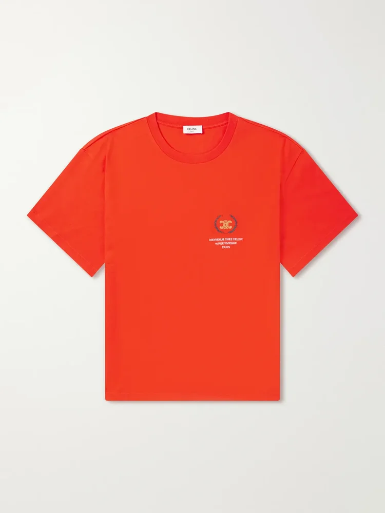 Triomphe-Embroidered Cotton-Jersey T-Shirt