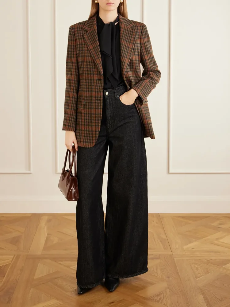 Galosce houndstooth wool and cotton-blend blazer