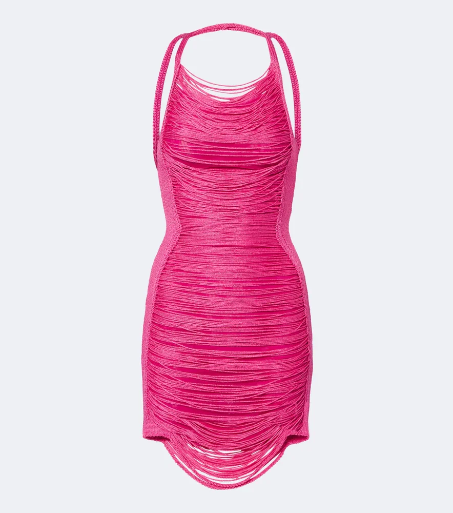 Fringed halterneck minidress
