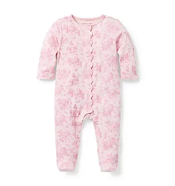 Baby Floral Toile Footed One-Piece