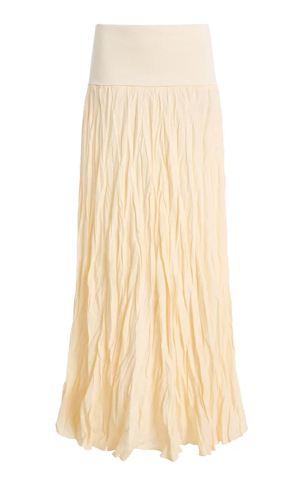 Light and Sound Crimped Linen Maxi Skirt