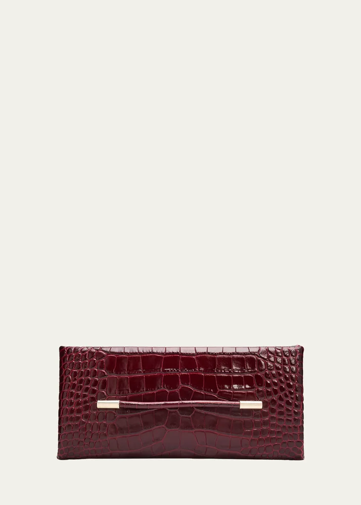Ava Croc-Embossed Leather Clutch