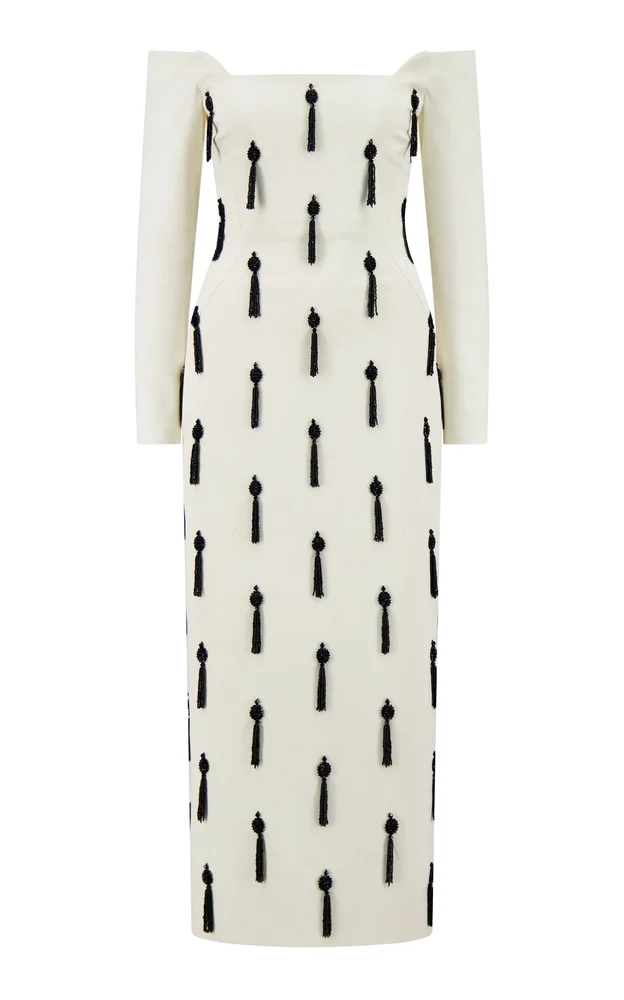 Tassel Embroidered Stretch-Cotton Gown