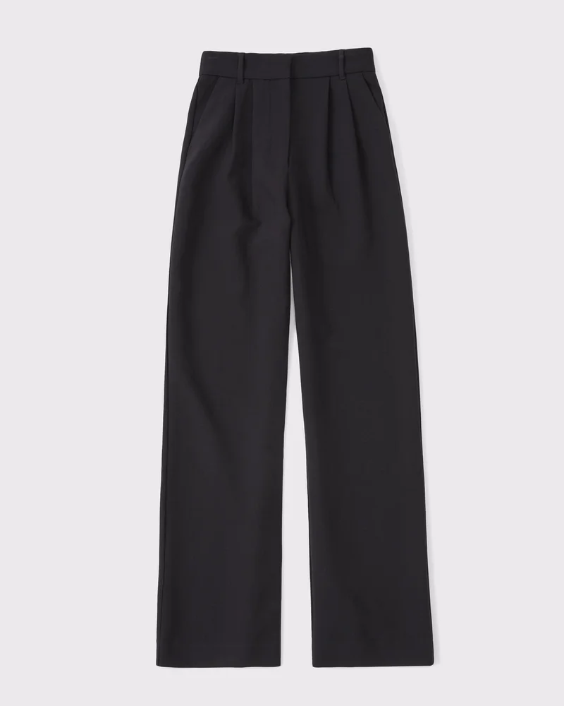 A&F Sloane Tailored Wide Leg Pant, Black