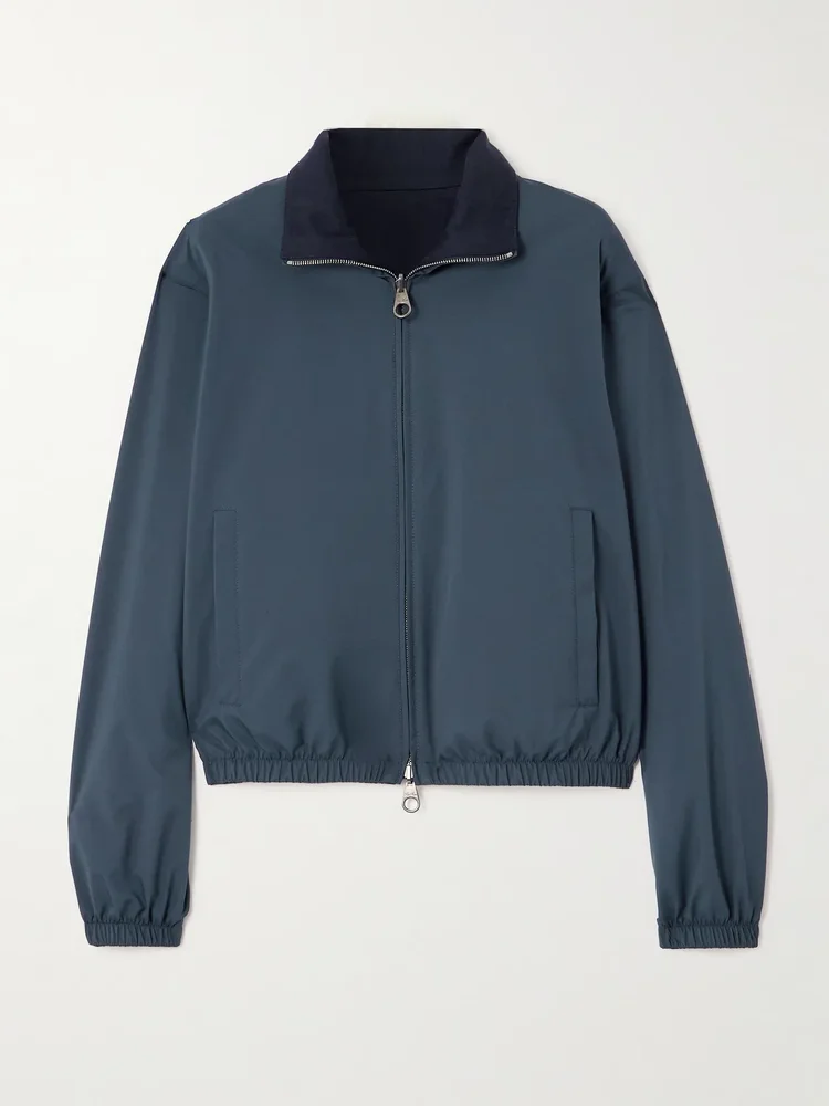 Reversible shell and cashmere bomber jacket
