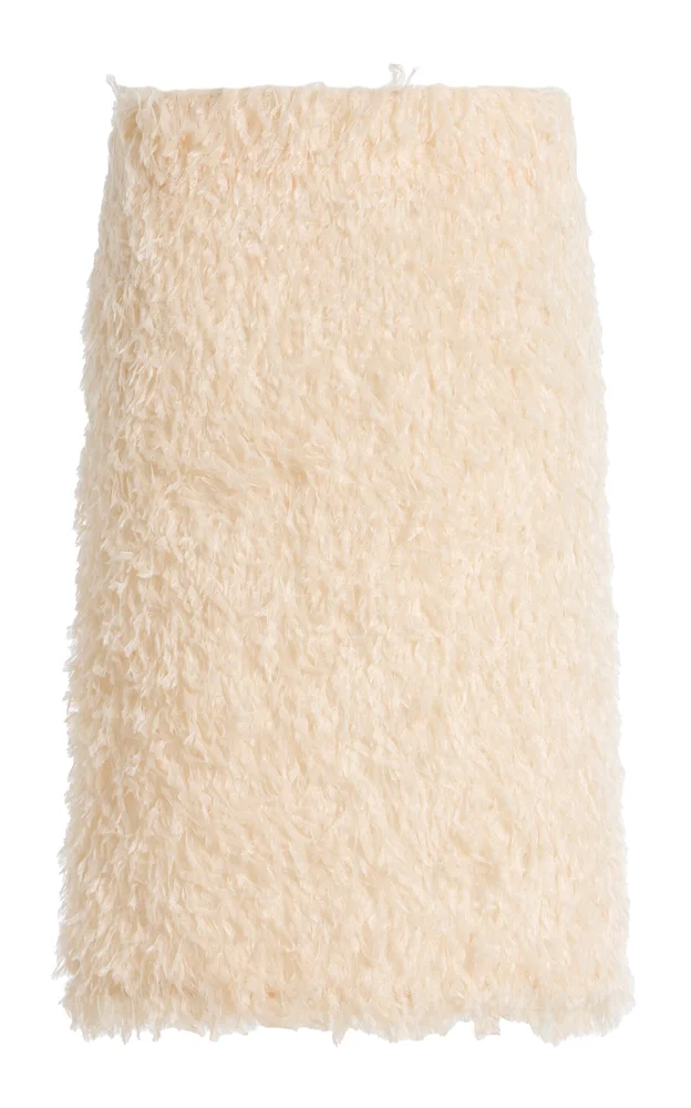 Feathered-Jersey Midi Skirt