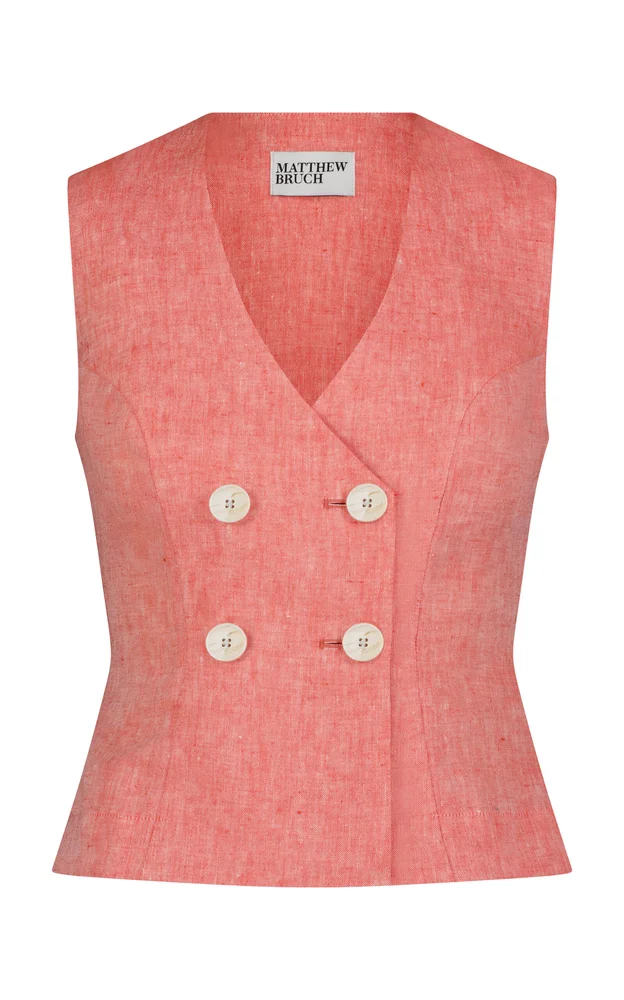 Double Breasted Linen Vest