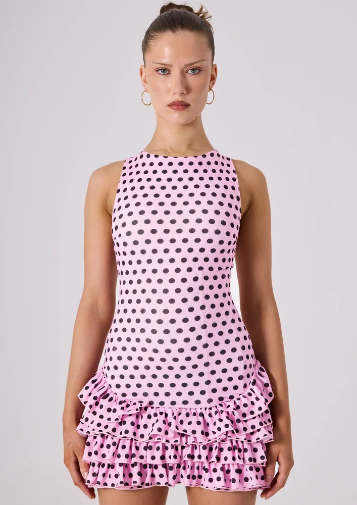 MADISON MINI DRESS - PINK POLKA