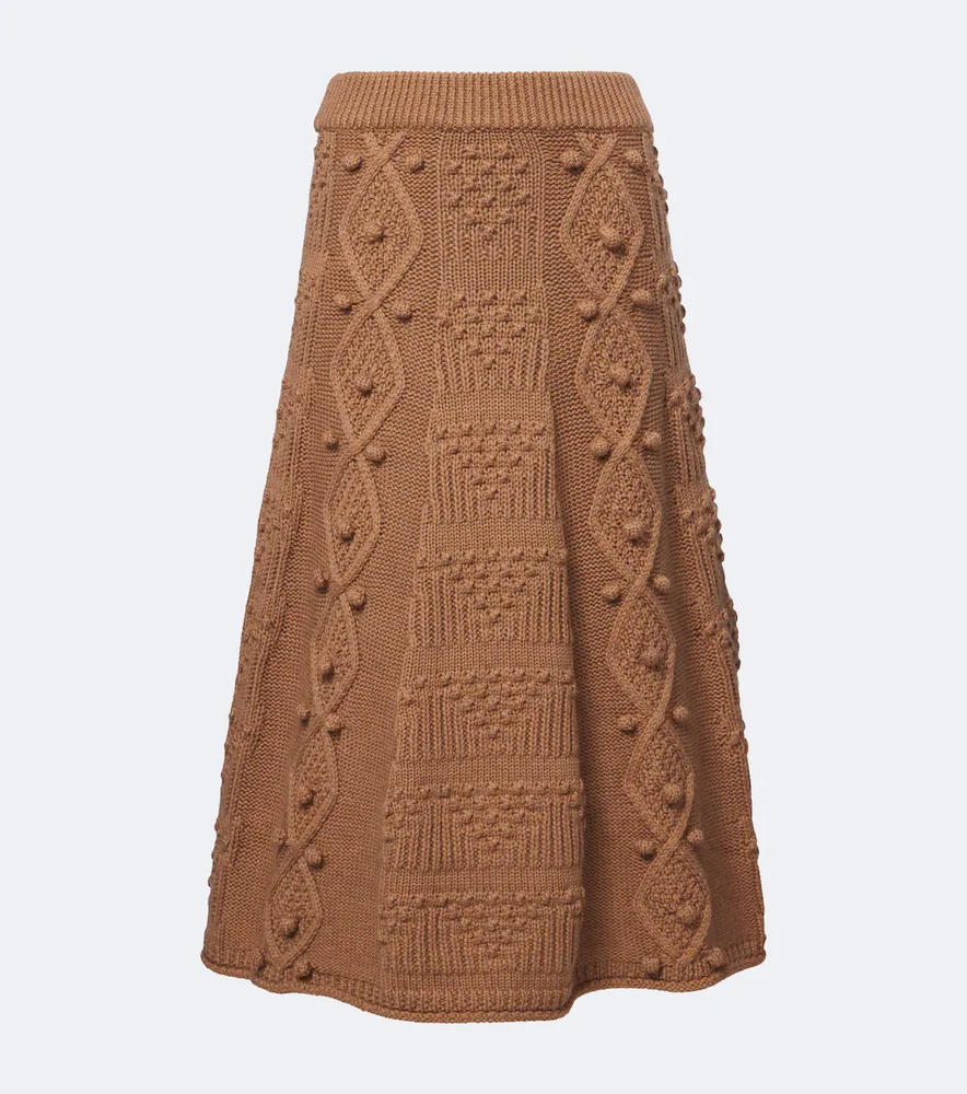 Koda cable-knit wool skirt