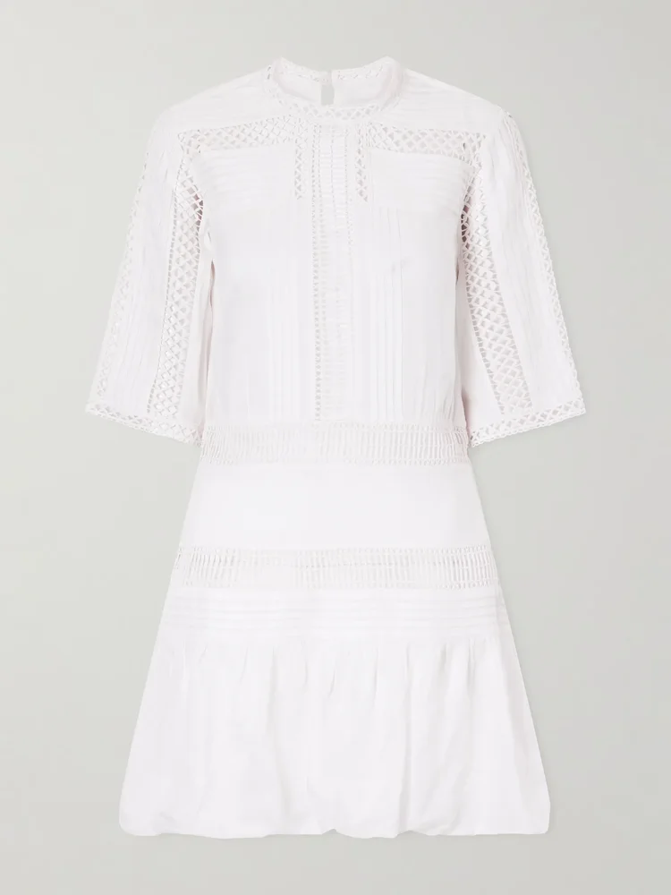 Paige lace-trimmed woven mini dress