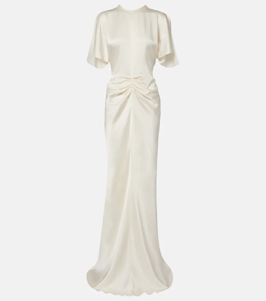 Gathered crêpe satin gown
