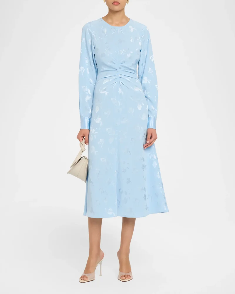 Long Sleeve Ruched Midi Dress