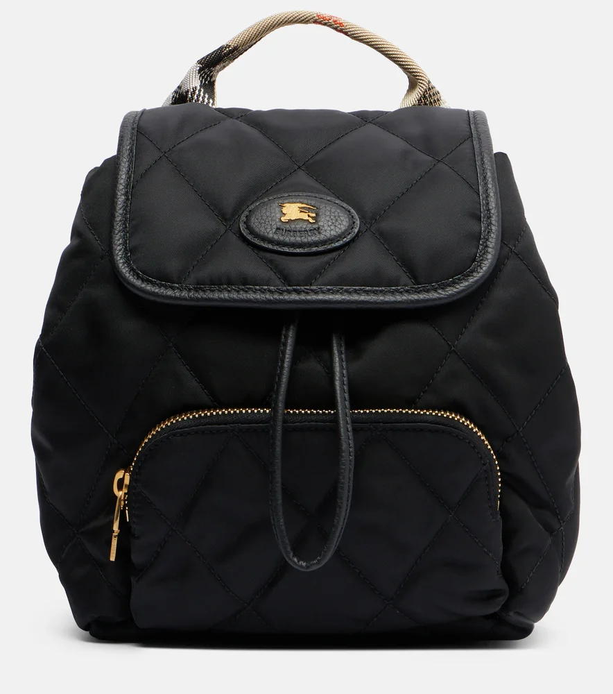 Mini leather-trimmed backpack