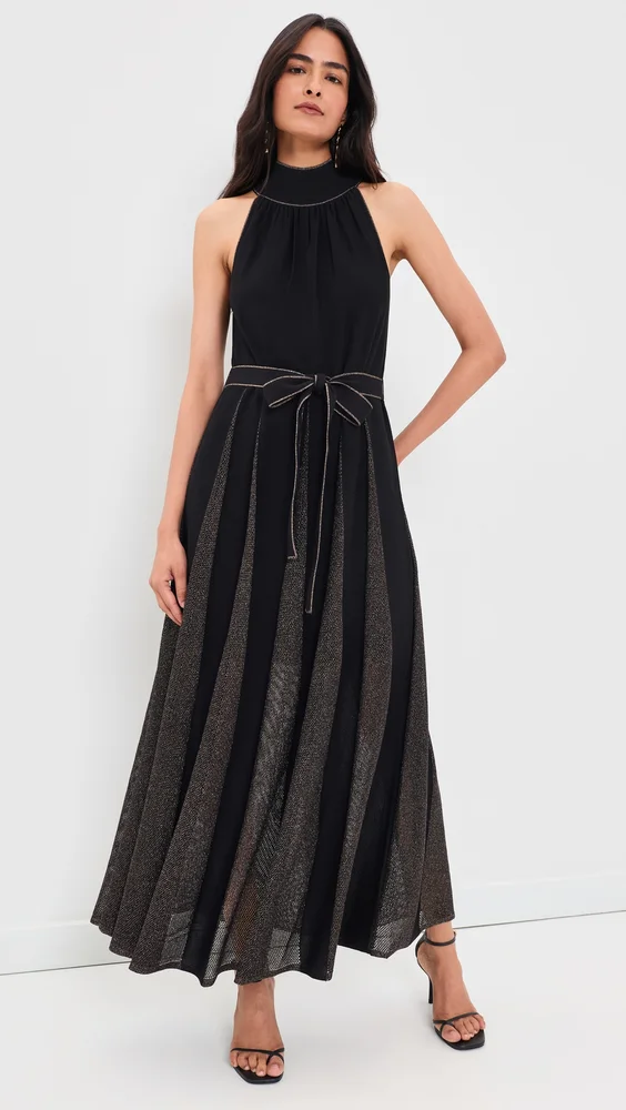 Valiant Metallic Halter Dress