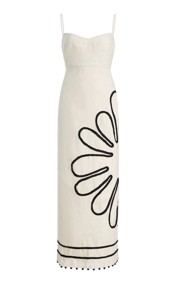 Exclusive Paloma Embroidered Linen Midi Dress
