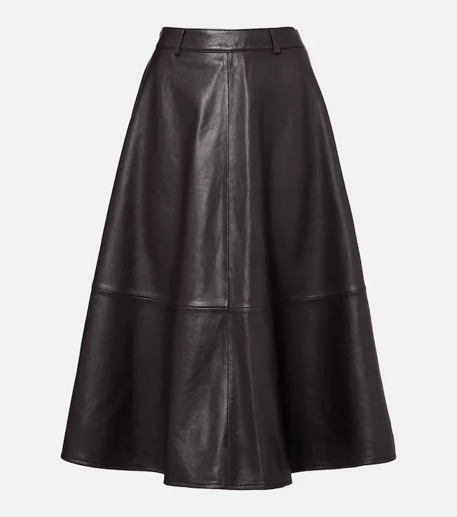 Savil leather midi skirt