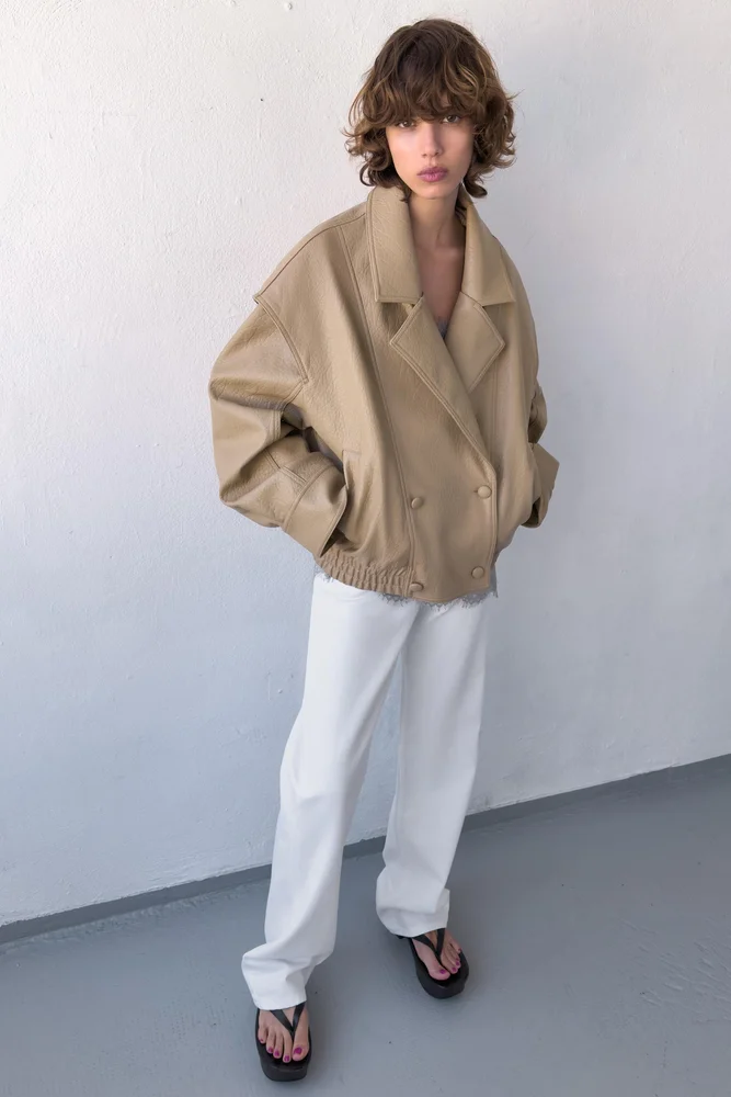 Faux Leather Bomber Jacket