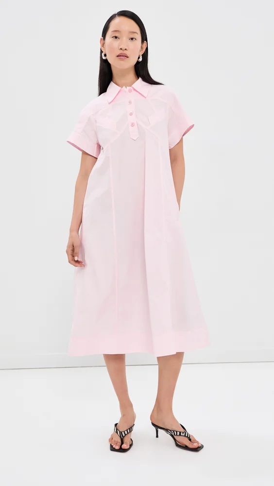 Trapeze Midi Poplin Shirt Dress
