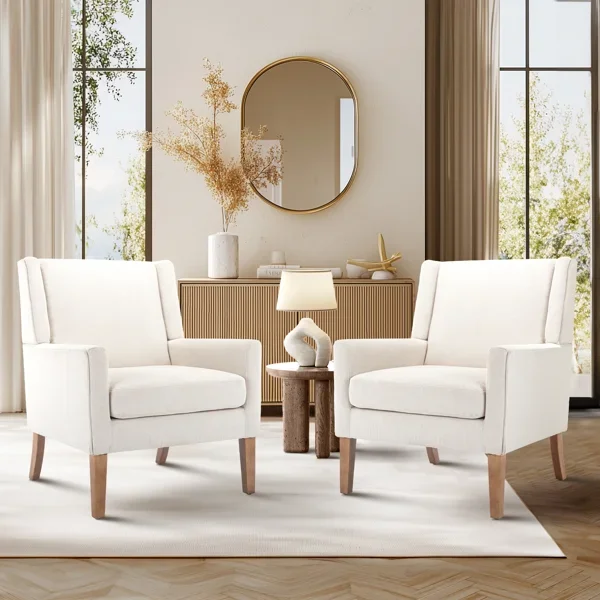 28.35'' Wide Wing Back Upholstered Accent Armchair (Set of 2)