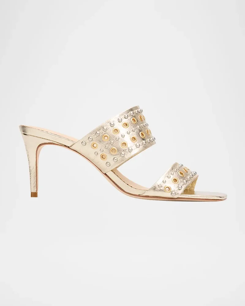55mm Sutton Studded Metallic Leather Mules