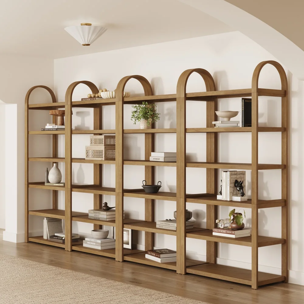 Wooden 6-Tier Arched Etagere Bookcase