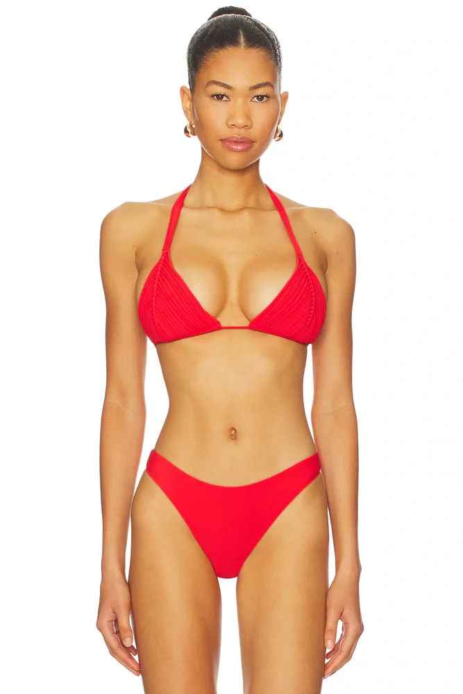 Isla Triangle Bikini Top in Red