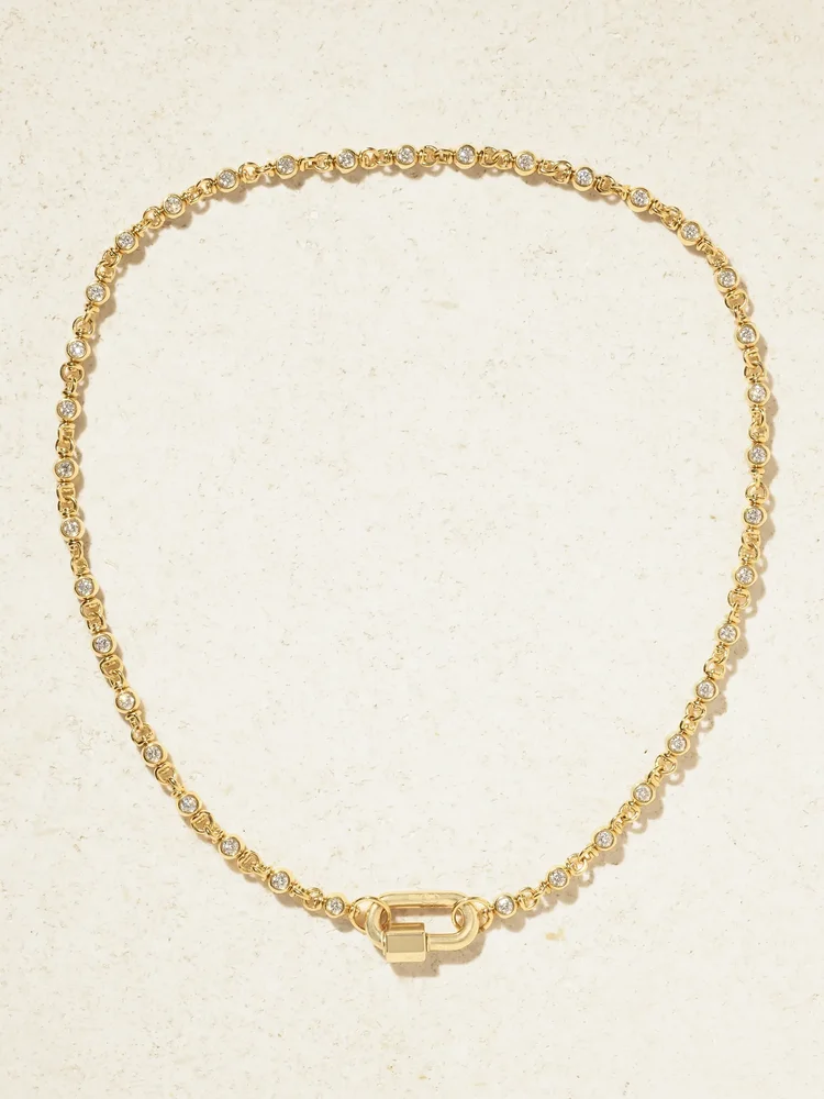 Rolling Cans Chain + Chubby Babylock 18-karat gold diamond necklace