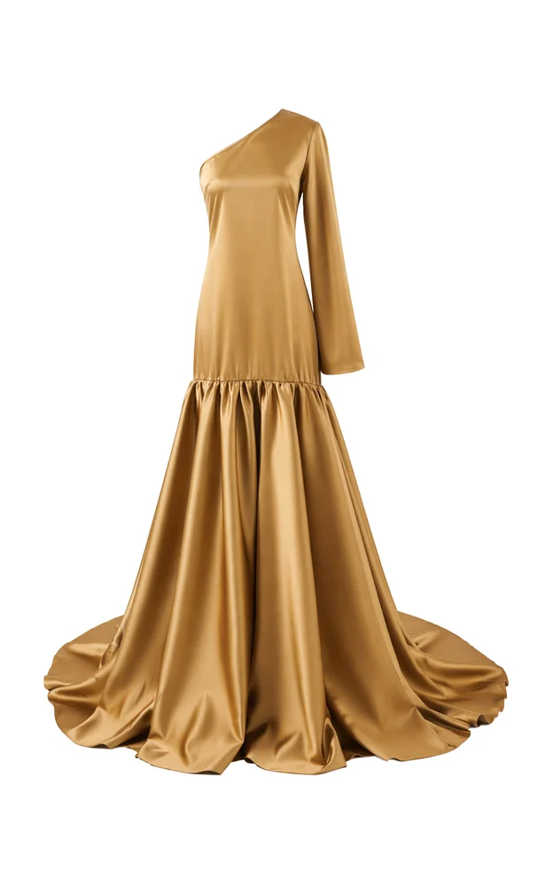 Ecliptia One-Shoulder Satin Maxi Dress
