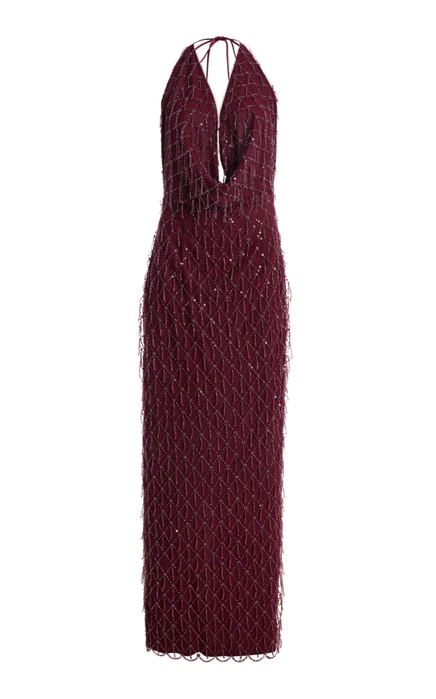 Halterneck Sequined Maxi Dress