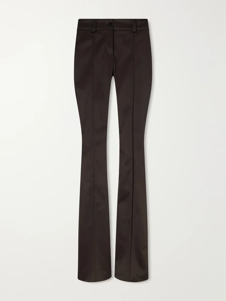 Low-rise satin slim-fit pants