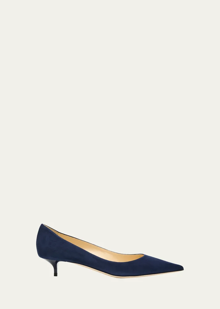 Amelia Suede Kitten-Heel Pumps