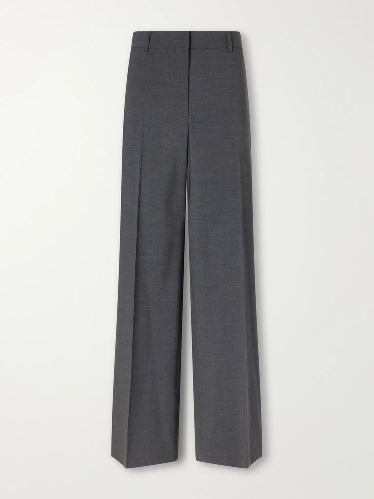 Stretch-wool straight-leg pants