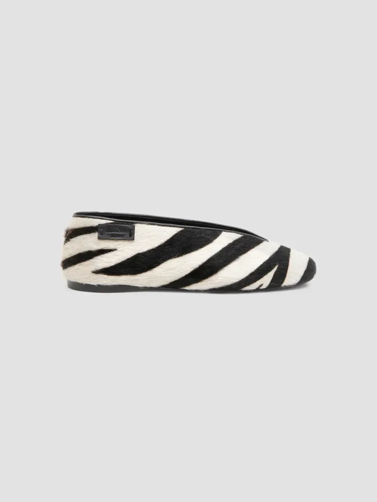 Duck Zebra-Print Calf Hair Ballerina Flats