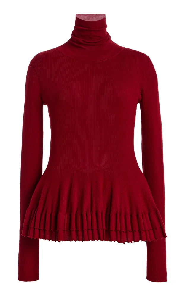 Merritt Turtleneck Wool-Silk Top