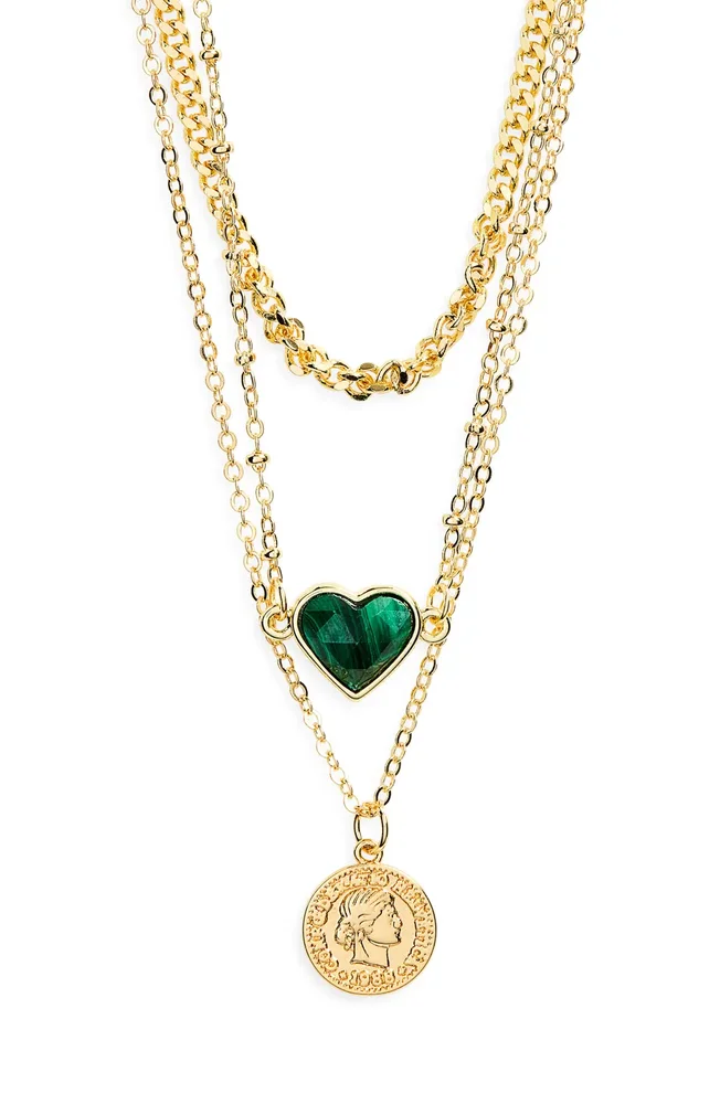 Heart & Coin Layered Pendant Necklace