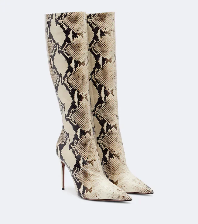 Vera snake-effect leather knee-high boots