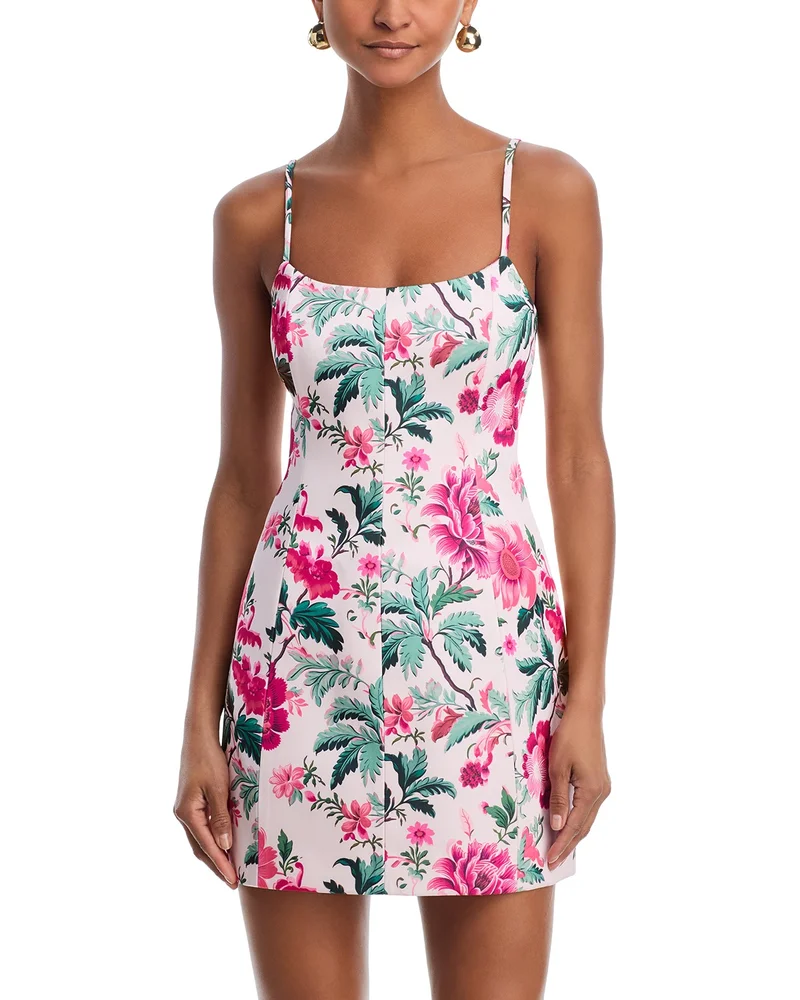 Christa York Satin Floral Mini Dress