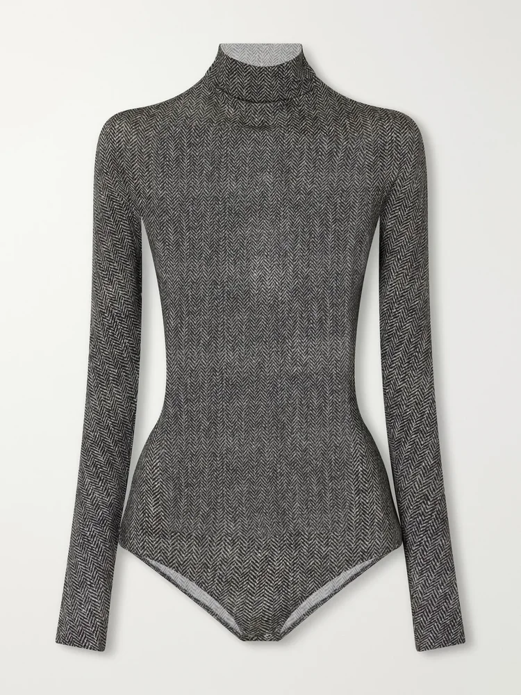 Printed stretch-jersey bodysuit
