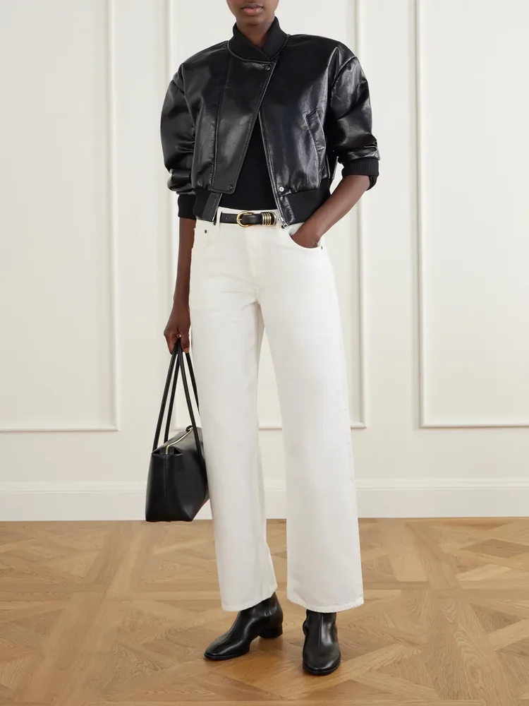 Camille cropped recycled-leather jacket