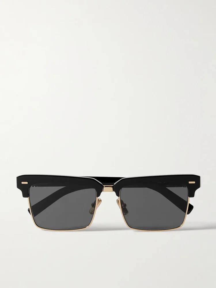 Miu Miu Square-Frame Acetate and Gold-Tone Sunglasses in Black