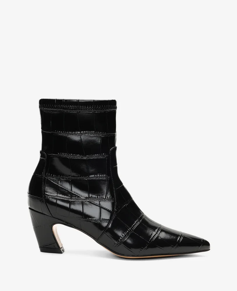 Odelle Embossed Croco Side Zip Point Toe Boot