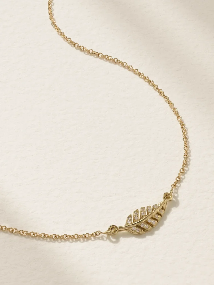 Mini Leaf 18-karat Gold Diamond Necklace