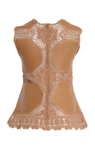 Livia Crochet Leather Top